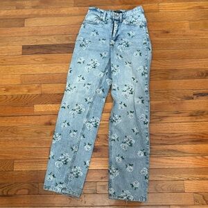 Wild Fable Floral Light Blue Women's Straight Leg Jeans